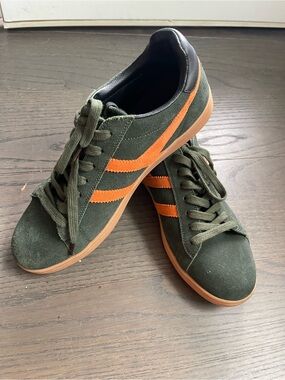 Men's Gola Equipe II Olive Green/Orange suede sneakers